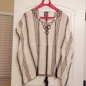 Vince Camuto Towel Striped Drawstring Poncho